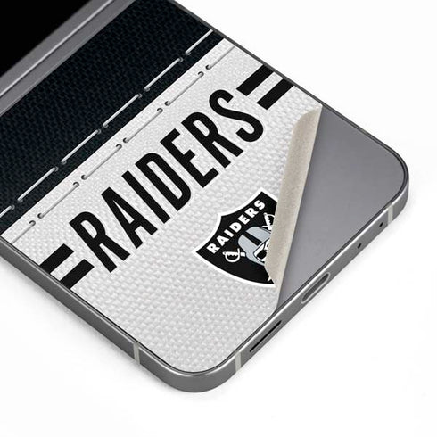 NFL Las Vegas Raiders White Striped Galaxy Z Flip6 Skin